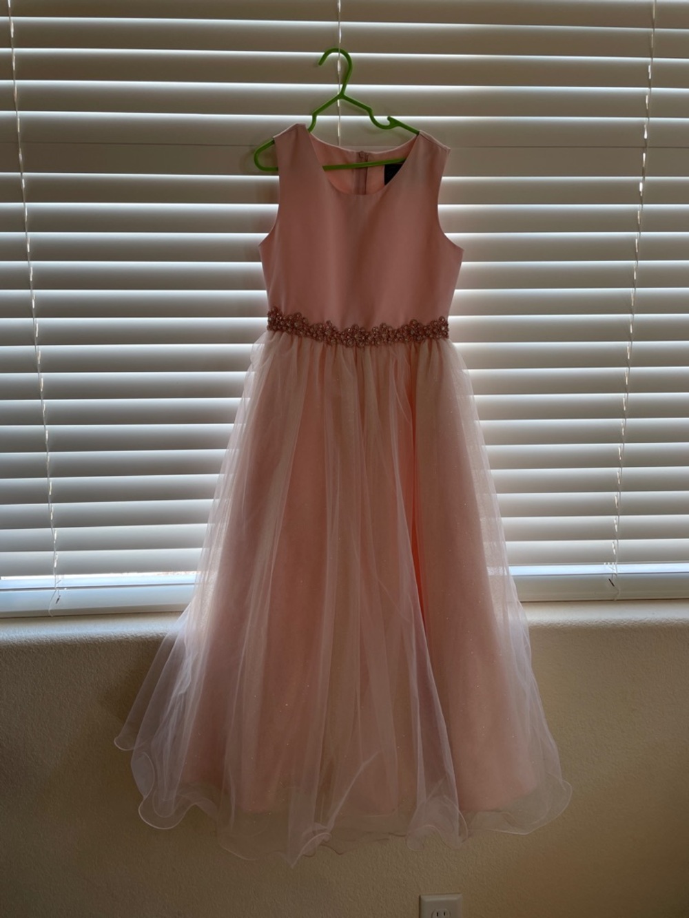 Pink Tulle Waist-Embellished Girls' Dress 8years